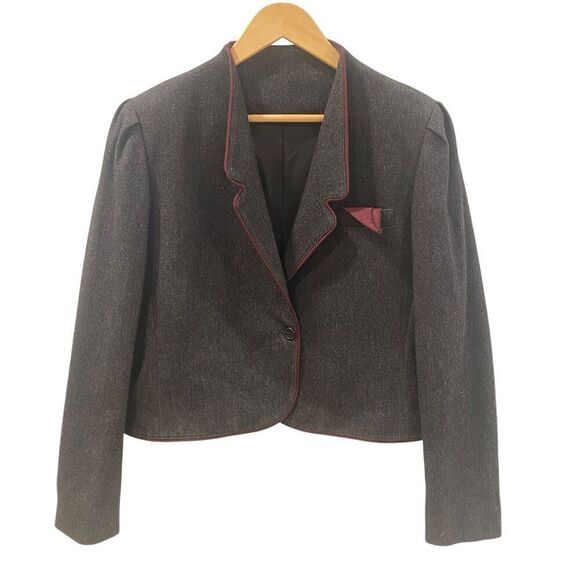 Vintage 80s Daniel for Spellbound Charcoal Wool Blend Blazer Size Women's 14 - Picture 1 of 8